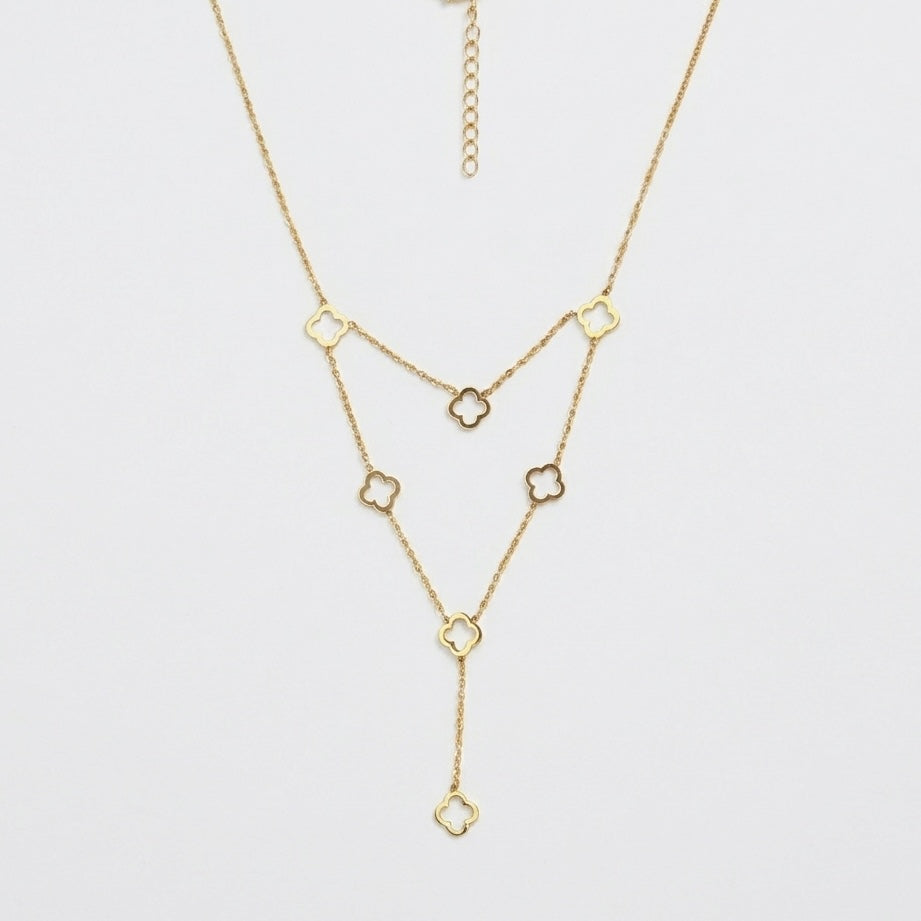 Clover double layers necklace