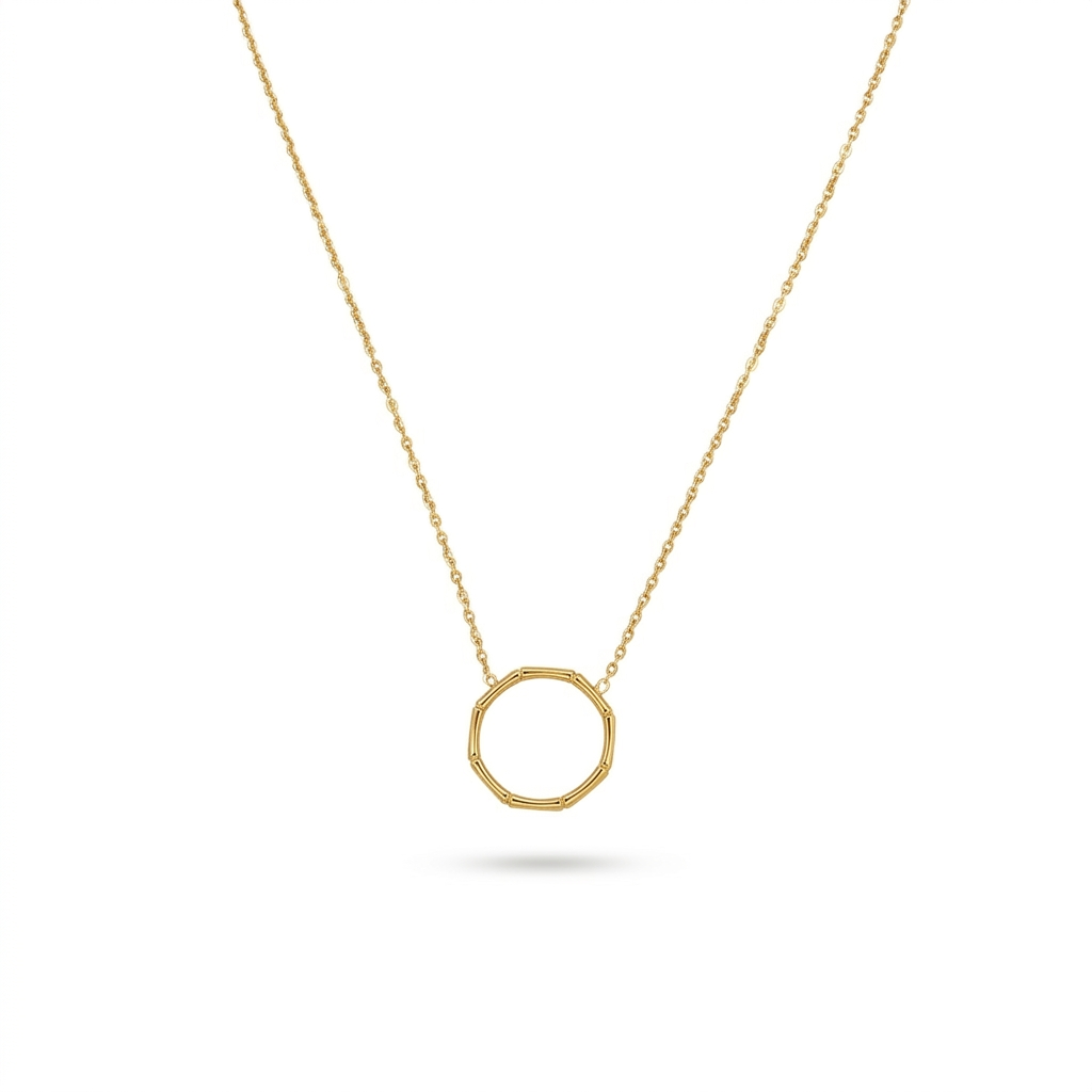 Bamboo circular pendant necklace