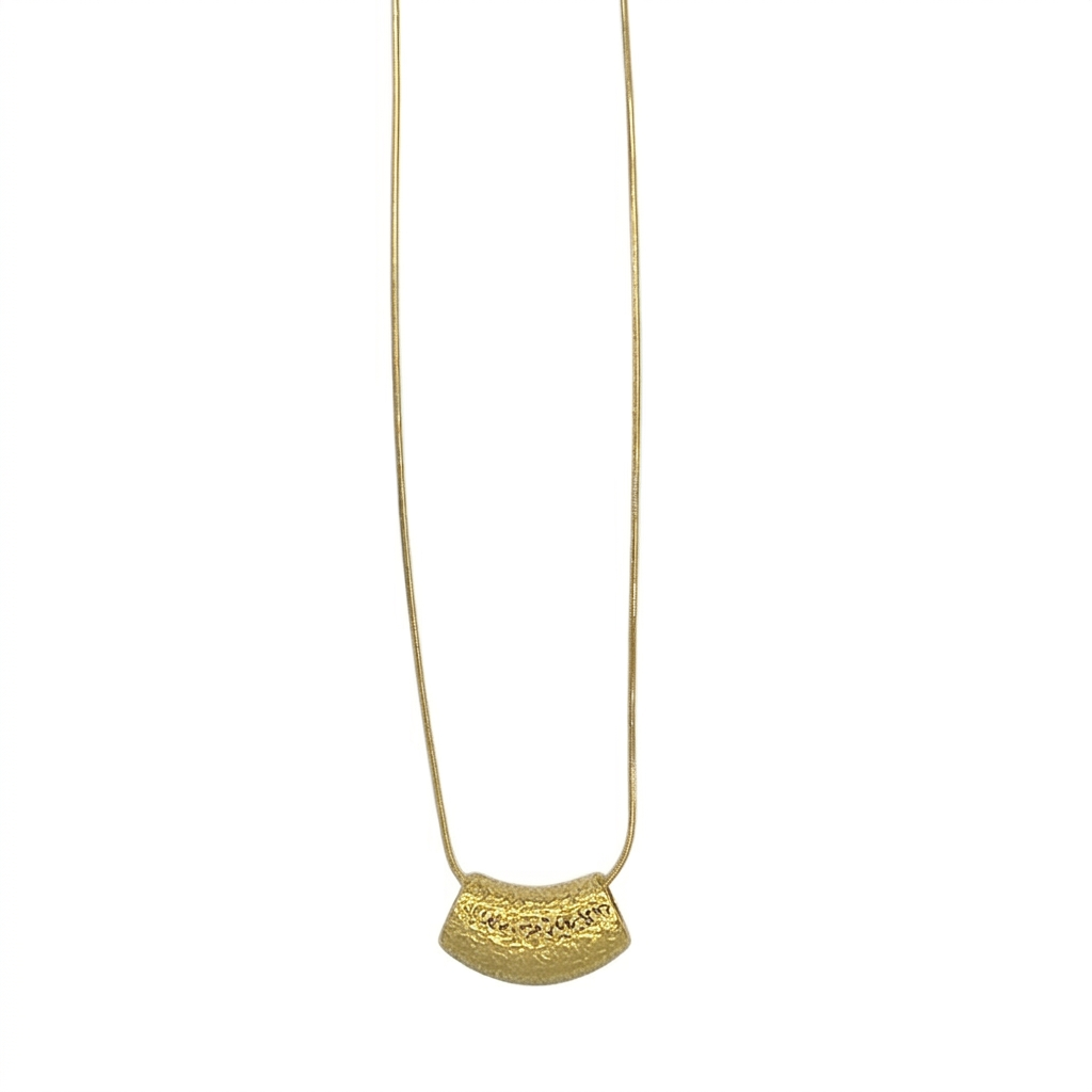 Hammered Gold Crescent Slider Necklace