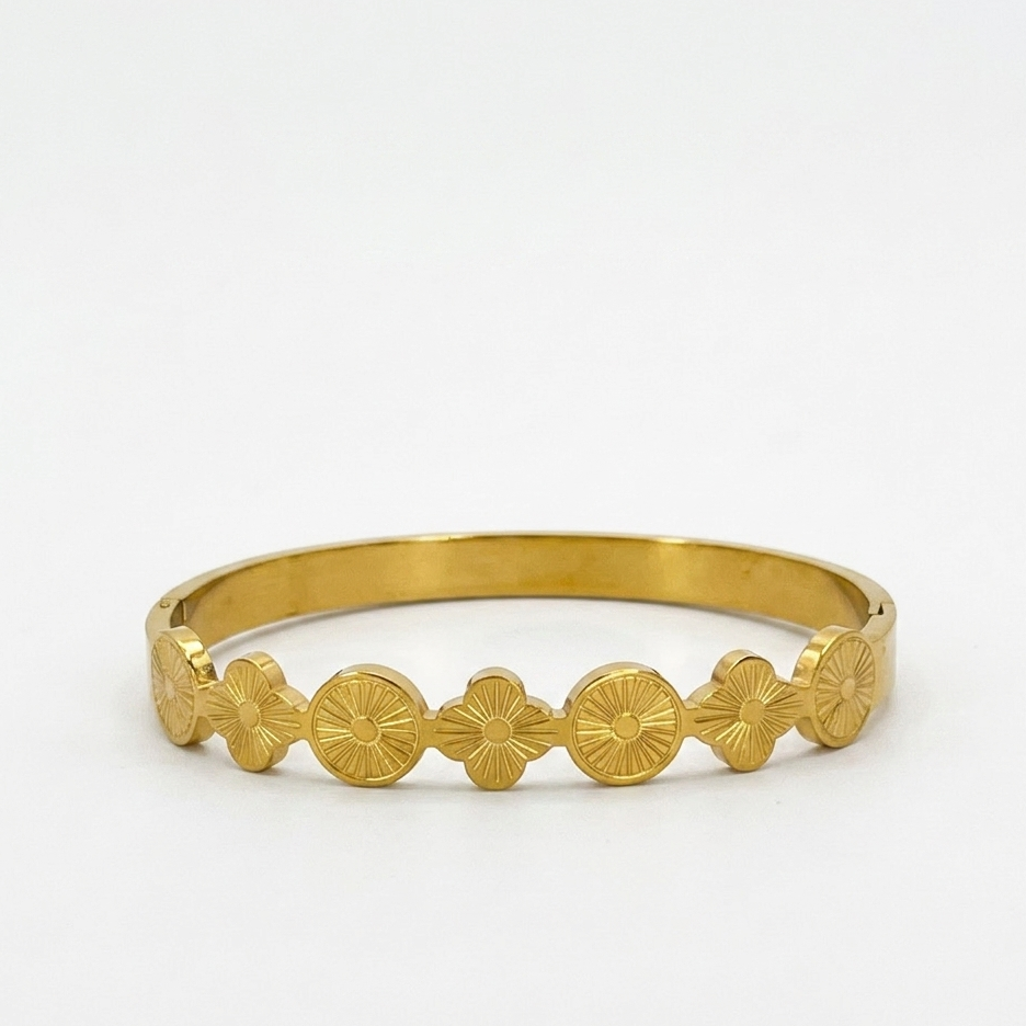 Golden Sunburst Medallion Bangle